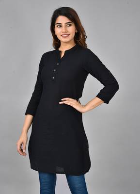 Aayumi black colour rayon  fabric solid  rich looks short kurti 4