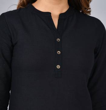 Aayumi black colour rayon  fabric solid  rich looks short kurti 5