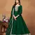 Green embroidered art silk semi stitched anarkali suit