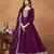 Wine embroidered art silk semi stitched anarkali suit