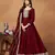 Maroon embroidered art silk semi stitched anarkali suit