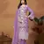 Lavender embroidered soft organza semi stitched salwar suit