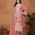 Peach embroidered soft organza semi stitched salwar suit