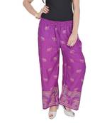 Magenta Jaipuri Gold Print Cotton Palazzo