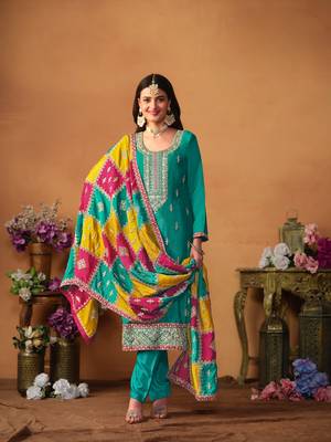 Blue embroidered soft organza salwar suit 2