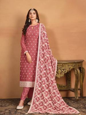 Brown embroidered faux georgette salwar suit 2