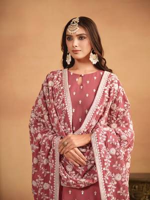 Brown embroidered faux georgette salwar suit 3