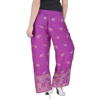 Magenta Jaipuri Gold Print Cotton Palazzo 2
