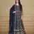 Navy blue embroidered faux georgette anarkali suit