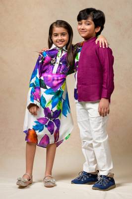 Wine color pure linen half n half shirt 4