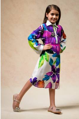 Floral print shirt dress in rich colors 1