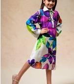 Floral print shirt dress in rich colors
