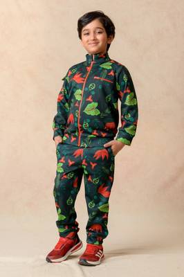 Flaming lily printed bomber jacket with matching  jogger 1