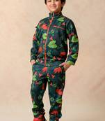 Flaming lily printed bomber jacket with matching  jogger