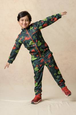 Flaming lily printed bomber jacket with matching  jogger 2