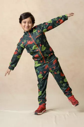 Flaming lily printed bomber jacket with matching  jogger