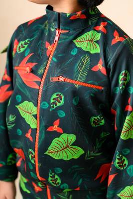 Flaming lily printed bomber jacket with matching  jogger 3