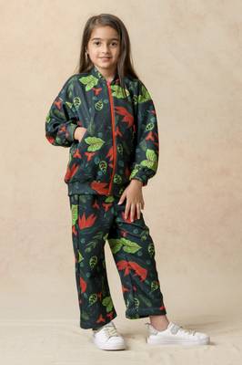 Flaming lily printed bomber jacket  with matching  jogger 1
