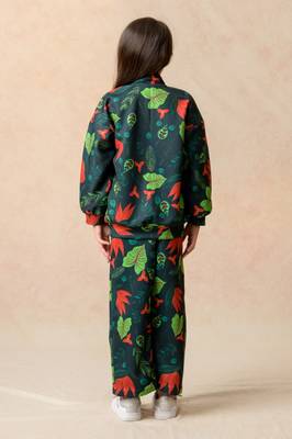 Flaming lily printed bomber jacket  with matching  jogger 2