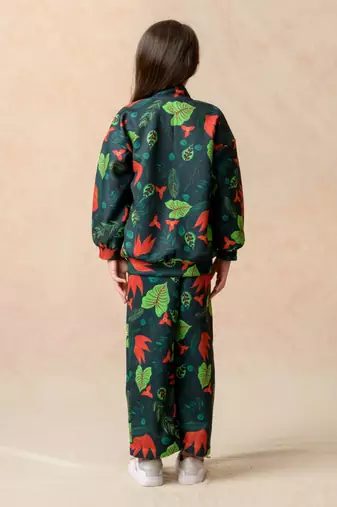 Flaming lily printed bomber jacket  with matching  jogger