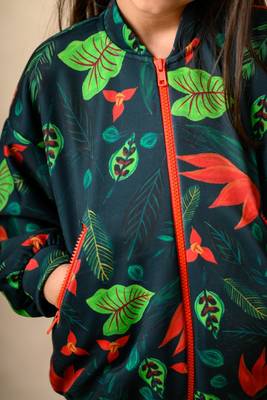 Flaming lily printed bomber jacket  with matching  jogger 3