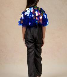 Pure silk black jumpsuit came with hand embroidered big sequence reflective cape