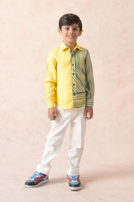 Canary yellow linen full sleeves shirt 1