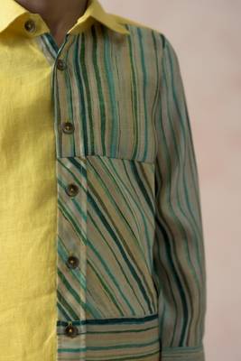 Canary yellow linen full sleeves shirt 3
