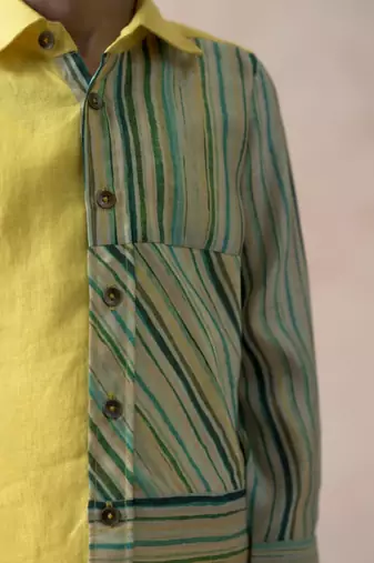 Canary yellow linen full sleeves shirt