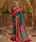 Premium georgette chikankari embroidered saree with patola border with unstitched blouse