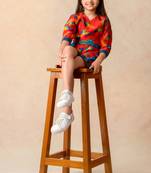 Multicolor print birds print romper