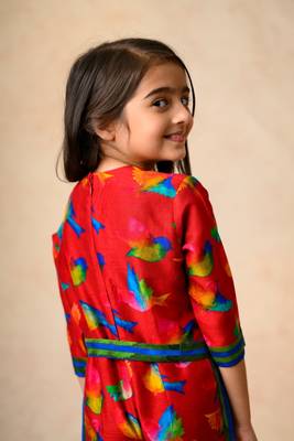 Multicolor print birds print romper 2