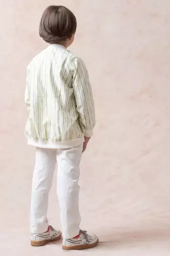 Chanderi silk bomber jacket