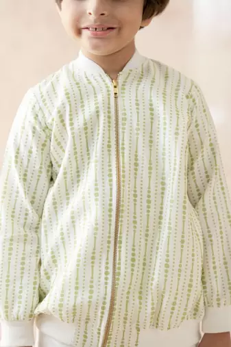 Chanderi silk bomber jacket