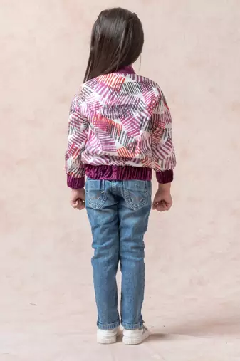 Multicolored striped habutai silk bomber jacket