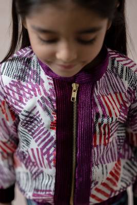 Multicolored striped habutai silk bomber jacket 3