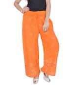 Orange Jaipuri Gold Print Cotton Palazzo