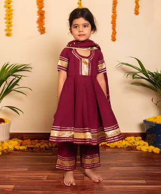 Bachpan burgundy anarkali set 1