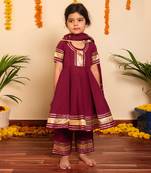 Bachpan burgundy anarkali set