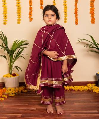 Bachpan burgundy anarkali set 2