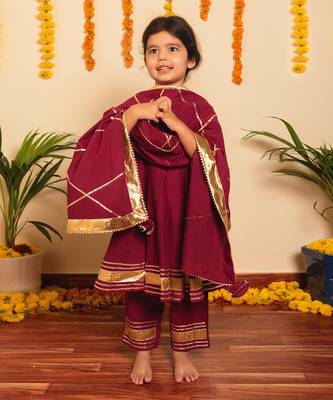 Bachpan burgundy anarkali set 3