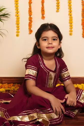 Bachpan burgundy anarkali set