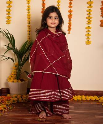 Bachpan maroon gotta jaal anarkali set 2