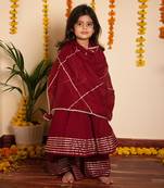 Bachpan maroon gotta jaal anarkali set