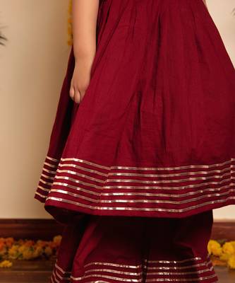 Bachpan maroon gotta jaal anarkali set 4