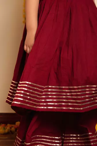 Bachpan maroon gotta jaal anarkali set