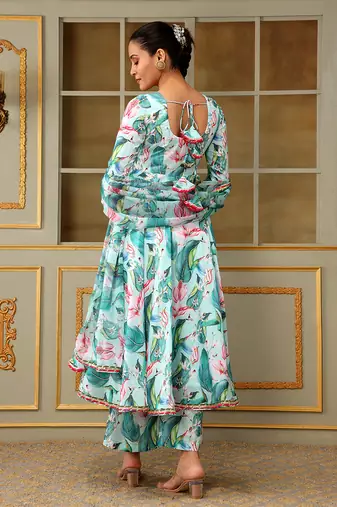 Saadgi palm leaf anarkali set