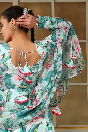 Saadgi palm leaf anarkali set