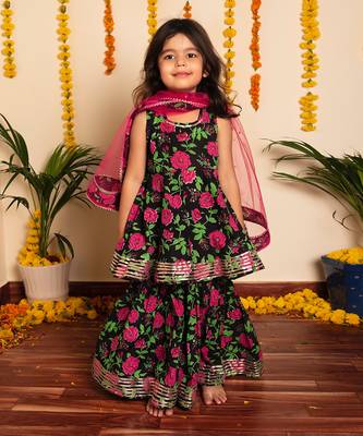 Bachpan gulmohar hand block sharara set 1
