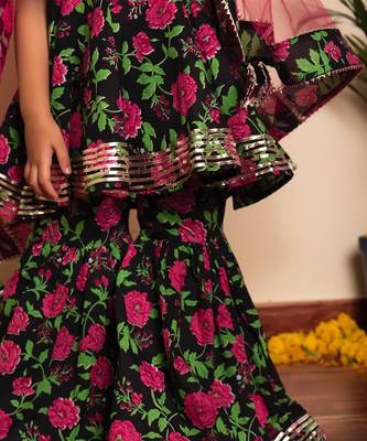 Bachpan gulmohar hand block sharara set 2